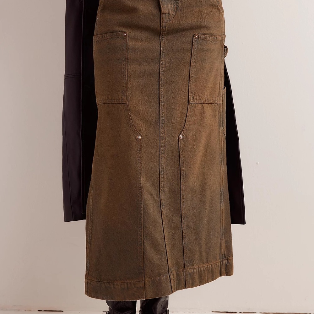 Free People Harmonica Coated Denim Maxi Skirt in New Moon Color
